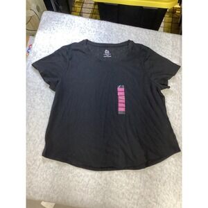 RBX Active Womens XXL Black Leopard Burnout V-Neck Short Sleeve T-Shirt New